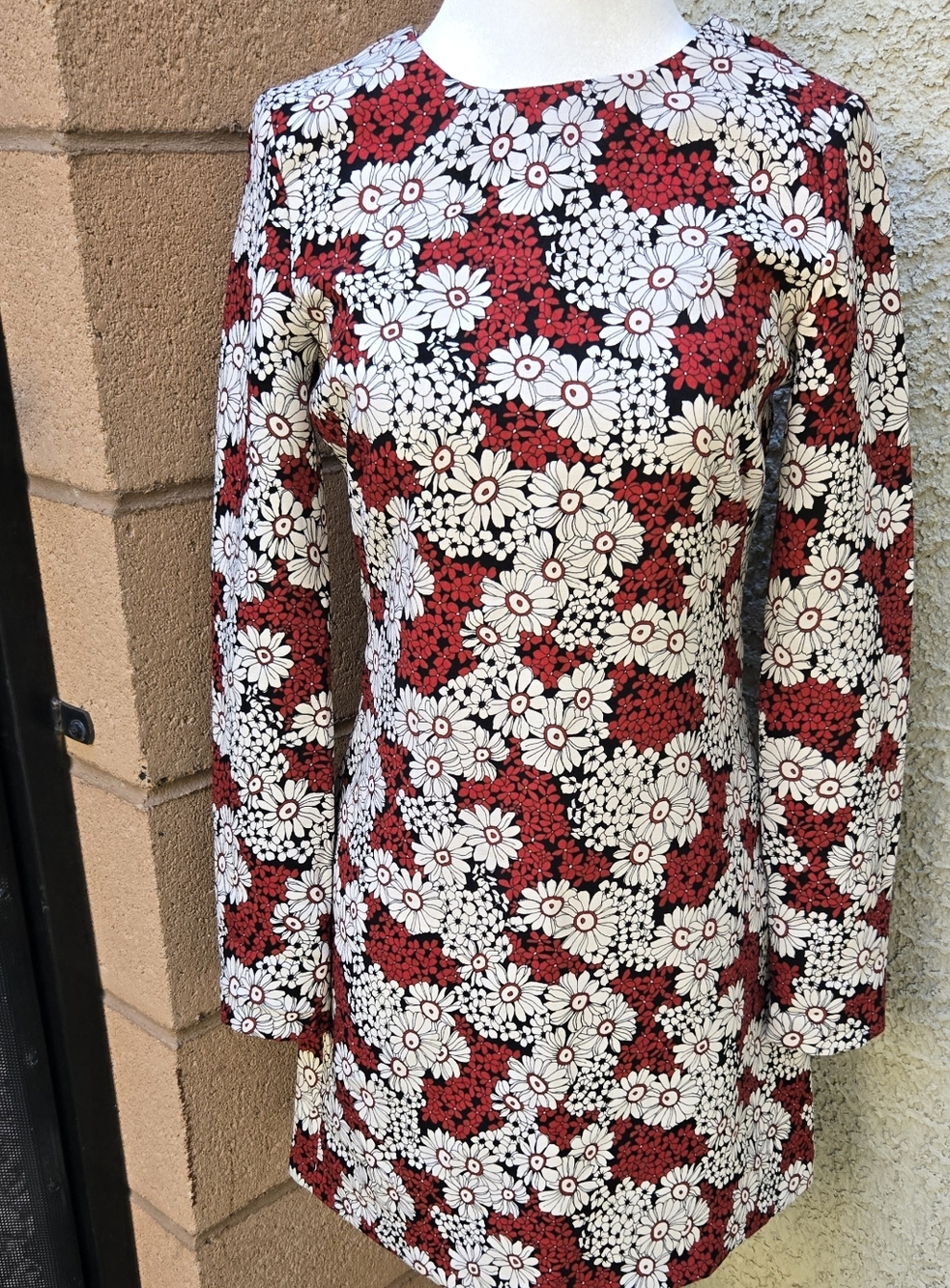 Zara Woman Red Floral Long-Sleeve Shift Dress Blogger Favorite - Picture 2 of 11